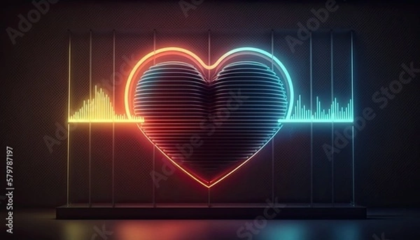 Fototapeta heart beat on the cardiogram Generative Ai