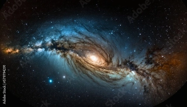 Fototapeta Panorama view universe space shot of milky way galaxy with stars on a night sky background.The Milky Way is the galaxy that contains our Solar System Generative AI