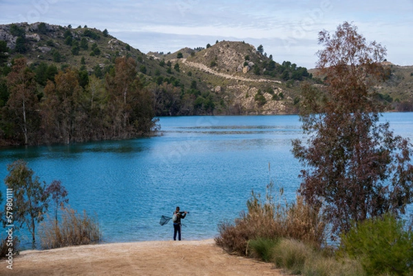 Fototapeta pesca embalse