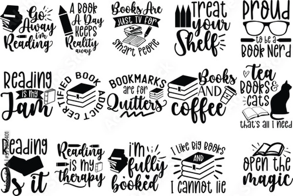 Obraz Reading and Book Lover SVG Bundle