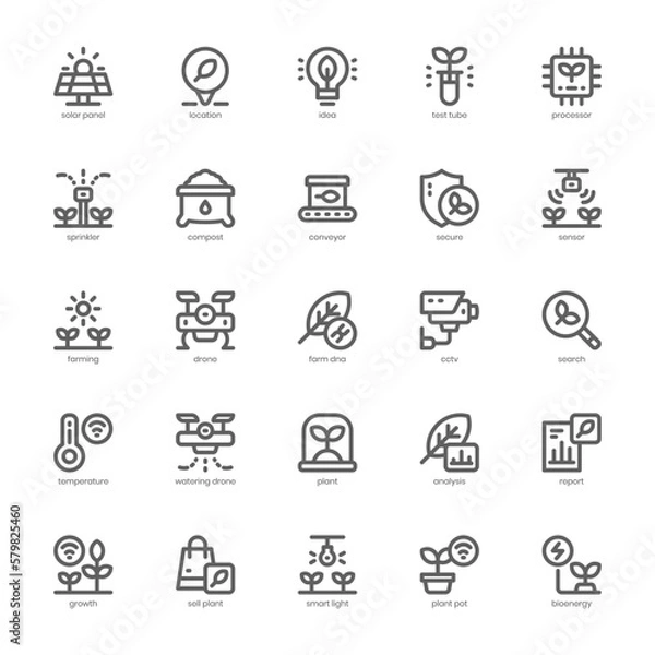 Fototapeta Smart Farm icon pack for your website design, logo, app, and user interface. Smart Farm icon outline design. Vector graphics illustration and editable stroke.