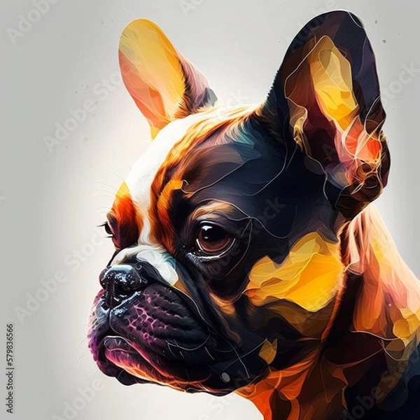 Fototapeta french bulldog dog abstract realistic futuristic illustration pet generative AI
