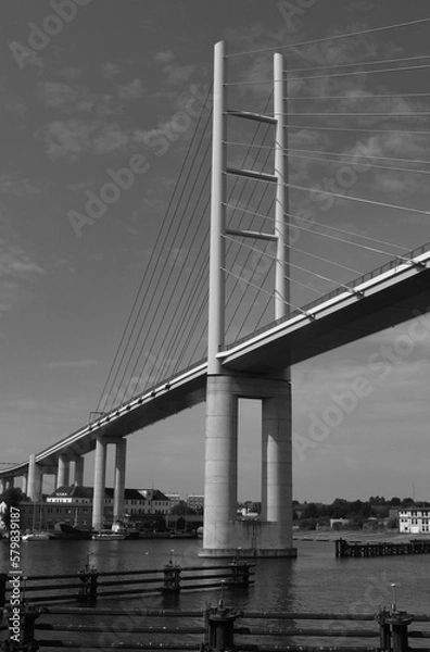 Fototapeta The Rügen Bridge to the island of Rügen is Germany's largest cable-stayed bridge.