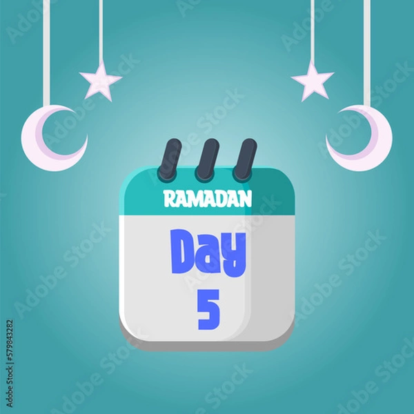 Fototapeta Daily Ramadan Day calendar icon. Wednesday, March 22, 2023. EPS 8 format