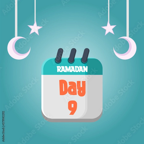 Fototapeta Daily Ramadan Day calendar icon. Wednesday, March 22, 2023. EPS 8 format