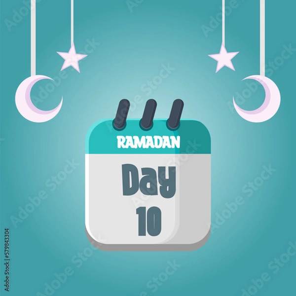 Fototapeta Daily Ramadan Day calendar icon. Wednesday, March 22, 2023. EPS 8 format
