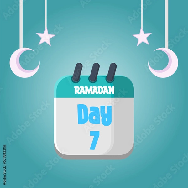 Fototapeta Daily Ramadan Day calendar icon. Wednesday, March 22, 2023. EPS 8 format