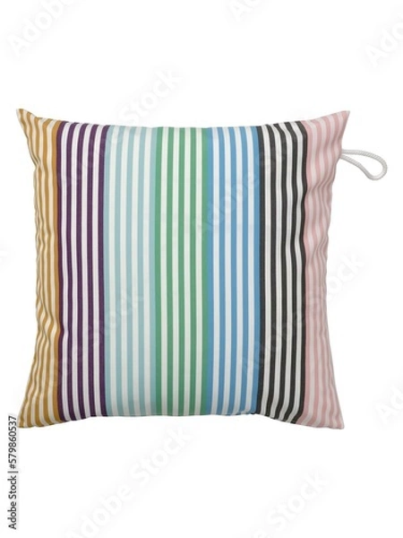 Fototapeta Home garden outdoor textile Throw pillow Colorful Square Fabric polyester Beautiful Modern Expressive pattern Interior element Isolated on white background
