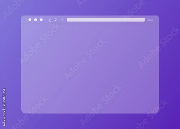 Obraz Transparent web browser mockup on purple background in modern flat design. Computer blank template frame. Isolated design. Vector illustration