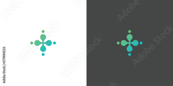 Fototapeta Modern clover health logo design illustration. Silhouette combination of clover shamrock plus medical health. Minimalist modern design suitable for web and app icons.