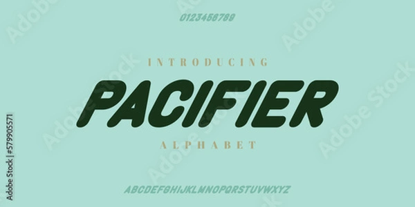 Fototapeta Pacifier. Modern Bold Font. Regular Italic Number Typography urban style alphabet fonts for fashion, sport, technology, digital, movie, logo design, vector illustration