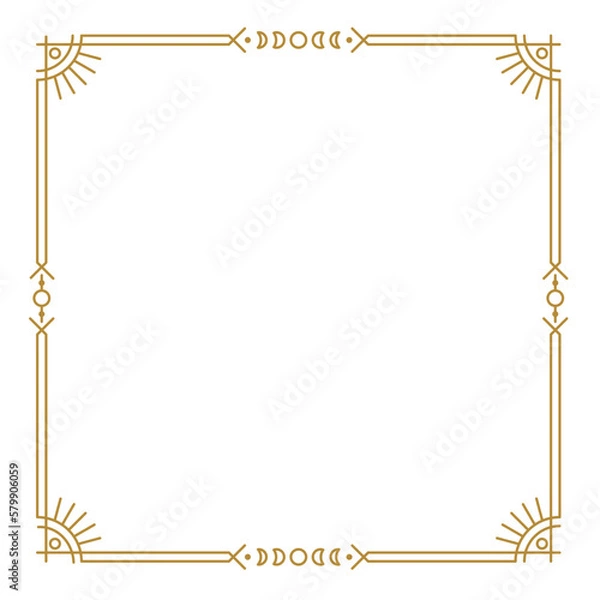 Fototapeta Celestial golden  with sun and moon with copy space. Vintage elegant card, banner, background for horoscope, astrology, natal chart boho style design vector illustration