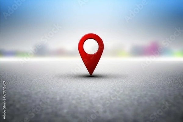 Fototapeta red 3d destination point on map navigation marker