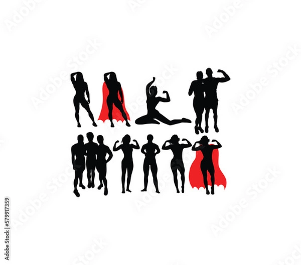Obraz Super Girl Silhouettes, art vector design
