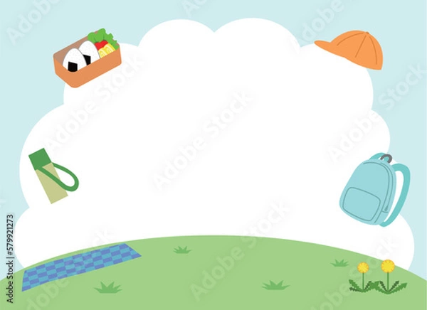 Fototapeta ピクニック・遠足イラストの背景フレーム素材