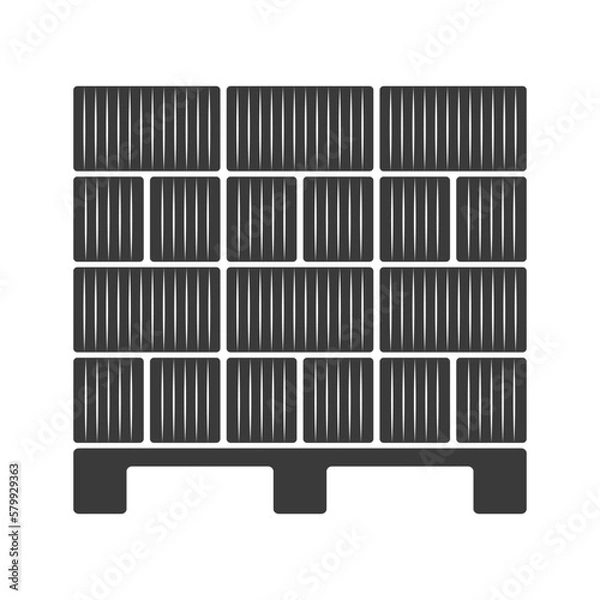 Fototapeta Delivery of building materials on a pallet glyph icon isolated on white background.Vector illustration.