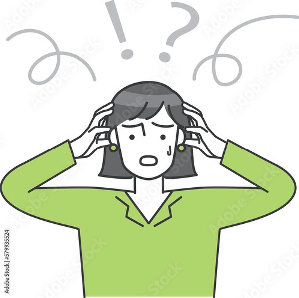 Obraz 女性が頭を抱えているベクターイラスト