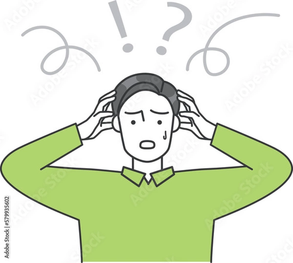 Obraz 男性が頭を抱えているベクターイラスト