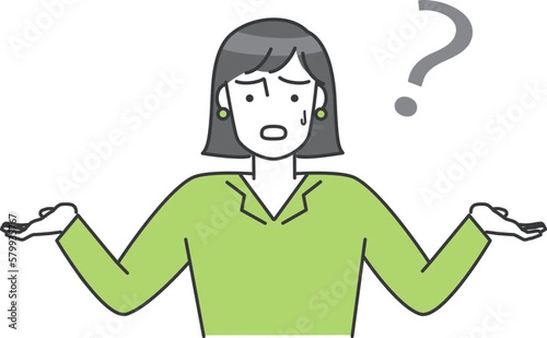 Obraz 女性が手を広げて困っているベクターイラスト