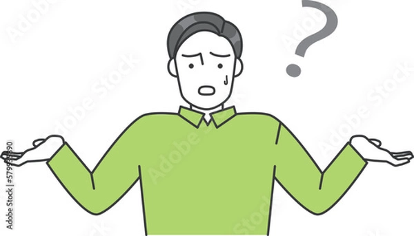 Obraz 男性が手を広げて困っているベクターイラスト