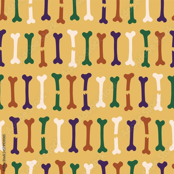 Fototapeta Cute Halloween Bones Seamless Vector Repeat Pattern