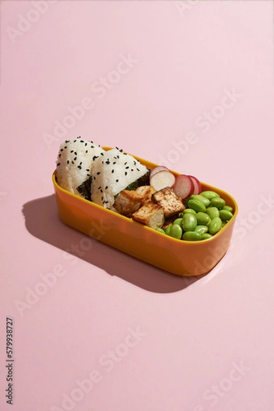 Obraz vegan bento lunch with onigiri
