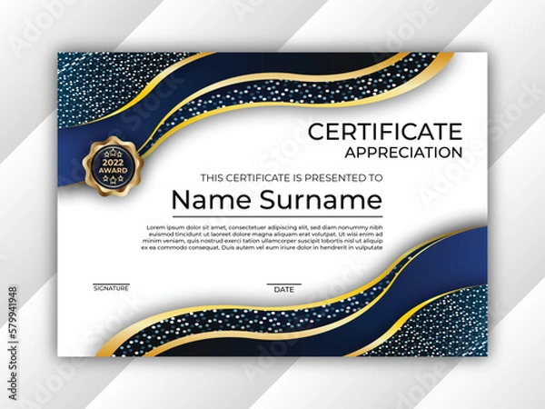 Obraz Professional Certificate of appreciation design template 