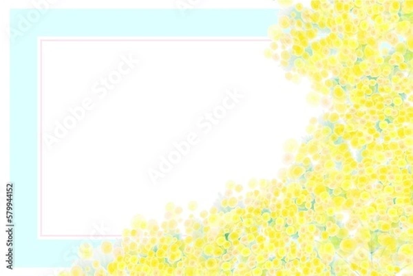 Fototapeta 春の黄色いミモザのフレーム