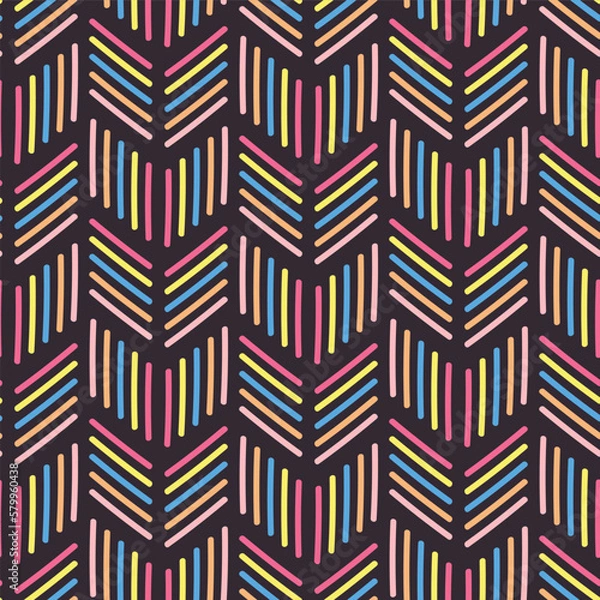 Fototapeta Vibrant Herringbone Chevrons Vector Repeat Pattern Background Design