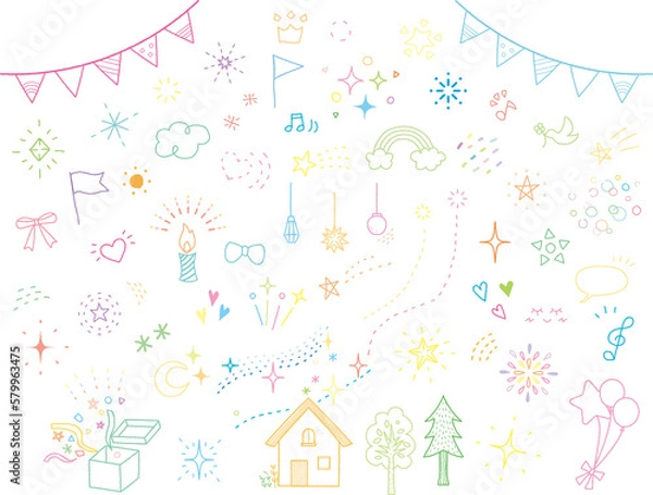 Obraz キラキラ手描きイラストセット