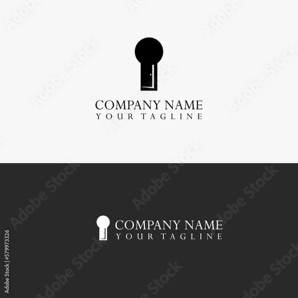 Obraz Key hole door vector icon. Real estate and mortgage vector logo design with isolated background.