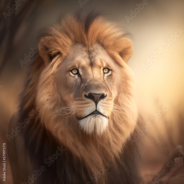 Fototapeta Portrait of a lion.AI generated