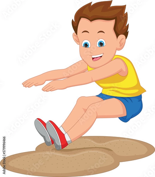 Obraz cartoon boy long jump