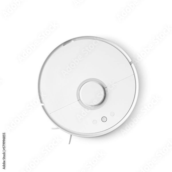 Obraz Robot vacuum cleaner on white background top view