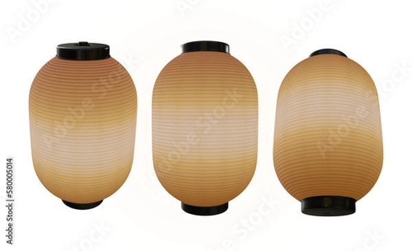 Obraz 3d rendering japanese paper lantern bright light perspective view