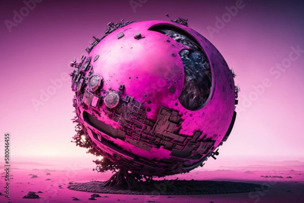 Fototapeta technological planet earth, generative AI