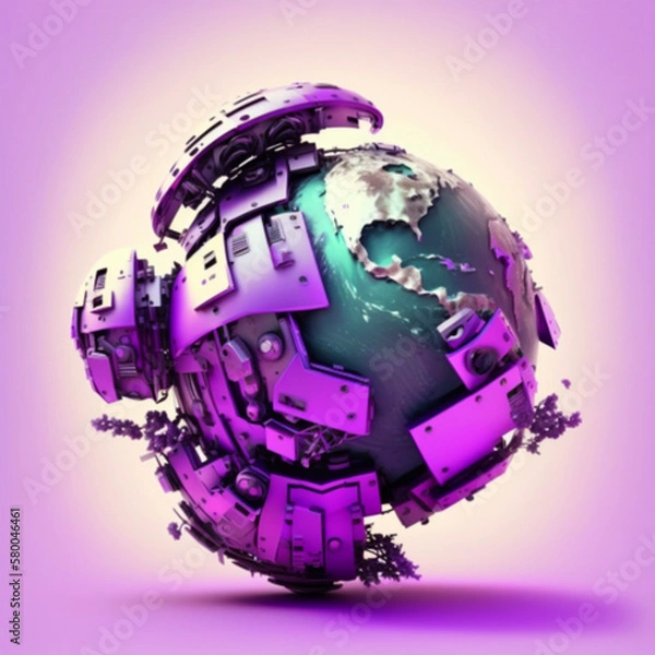 Fototapeta technological planet earth, generative AI