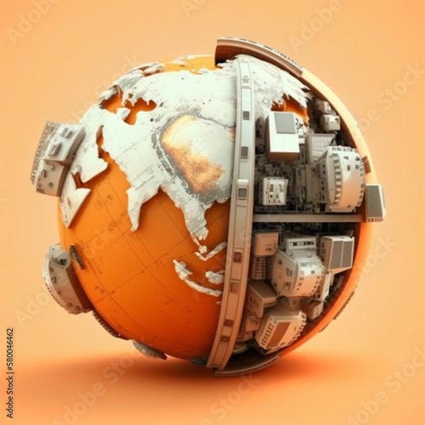 Fototapeta technological planet earth, generative AI