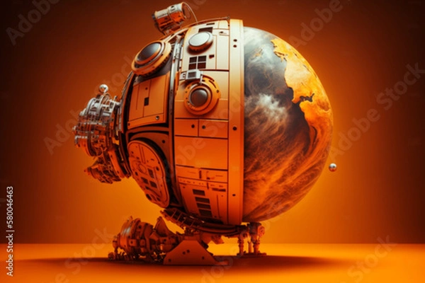 Fototapeta technological planet earth, generative AI