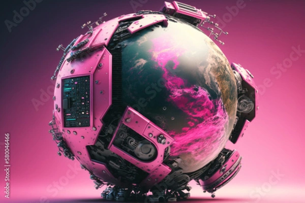 Fototapeta technological planet earth, generative AI