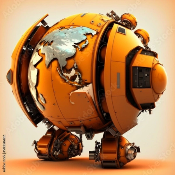 Fototapeta technological planet earth, generative AI