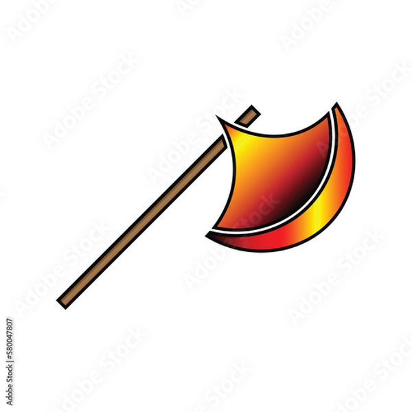 Fototapeta set of flame axe weapon vector, logo, icon, isolated on white background. weapon, axe, hatchet, wooden, chop, cut, fire, flame, firefighter, sticker, clipart, template, cartoon, vector illustration