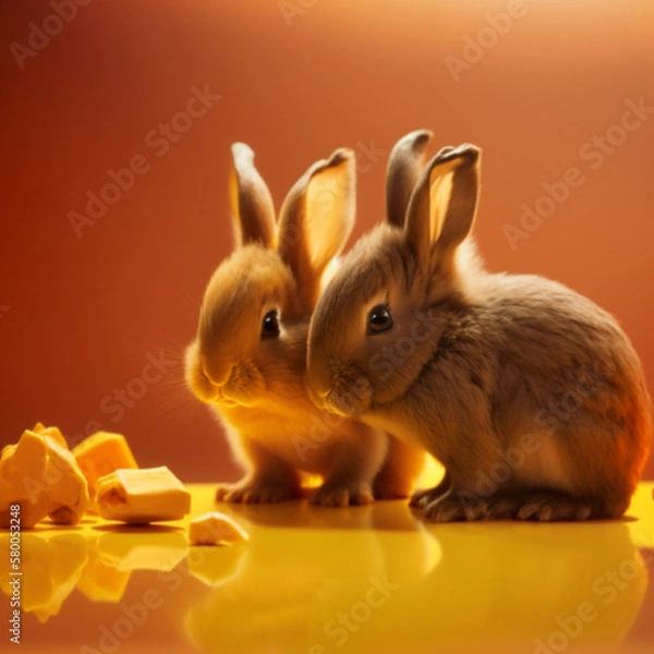 Fototapeta easter bunny with a egg generative AI