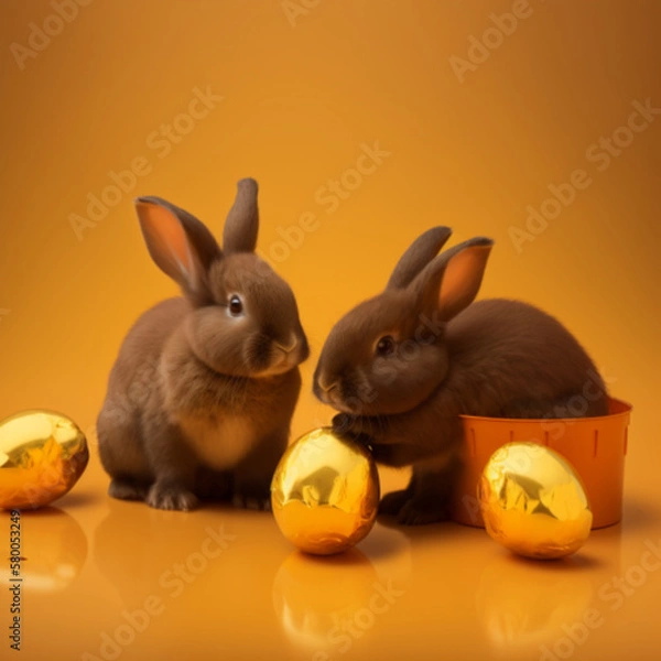 Fototapeta easter bunny with egg generative AI