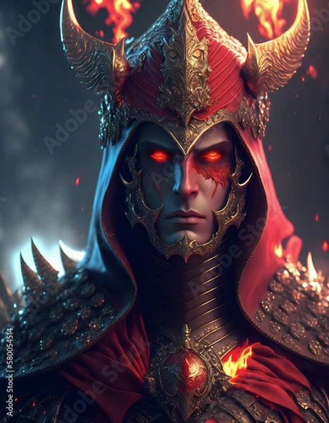 Obraz Surreal illustration of a dark character in armor