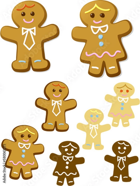 Fototapeta Gingerbread people with variations
