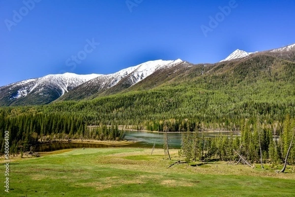 Fototapeta Kanas Lake is a scenic lake located in the Altay Prefecture of Xinjiang, China.