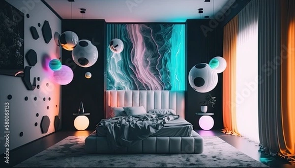 Obraz Ultra modern futuristic bedroom colorful marble so that your room is as special as you are