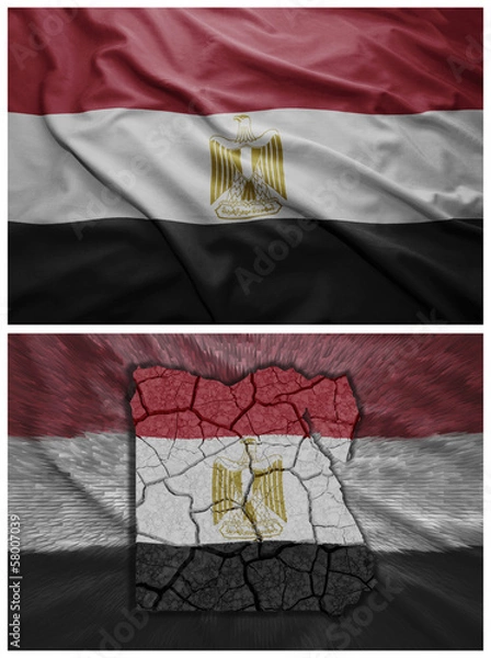 Obraz Egypt flag and map collage