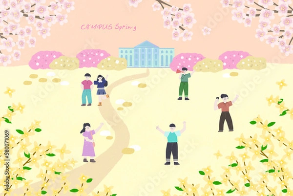 Obraz 봄학기 일러스트
